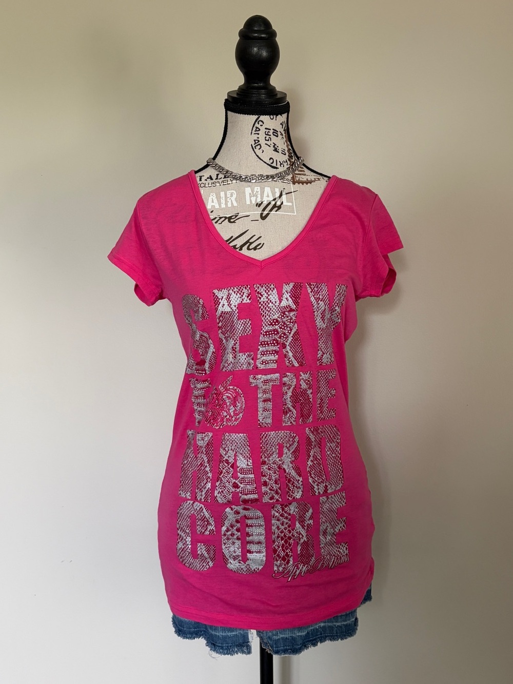 Y2K apple bottoms mcbling pink graphic short sleeve baby tee - Picture 3 of 13